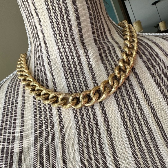 Givenchy Vintage Textured Gold Braid Heavy Curb Chain Choker Designer Stamp - Picture 10 of 16